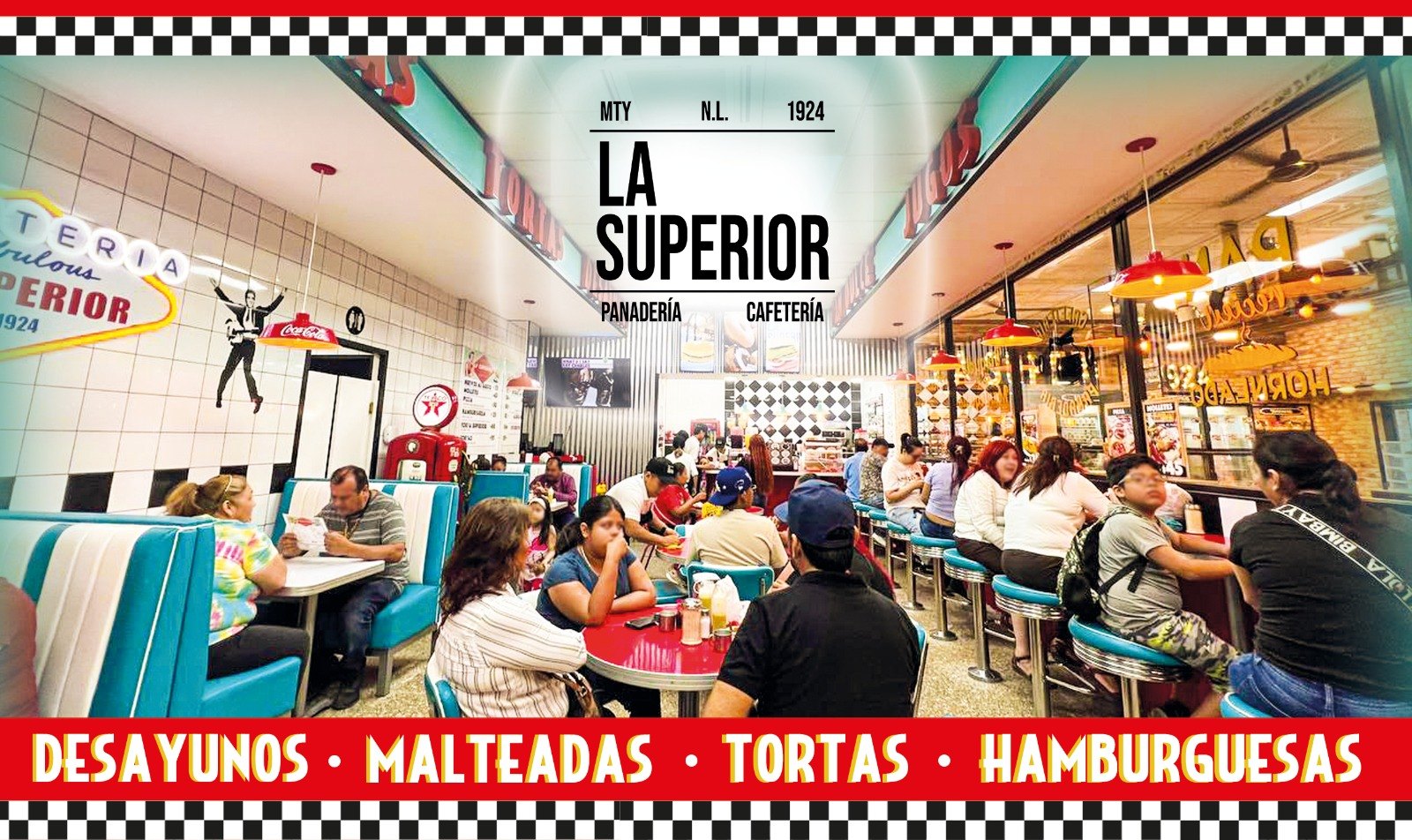 Personal de la Panadería La Superior en los años sesenta, con don Pilar Villarreal y don Chuy Montemayor al centro